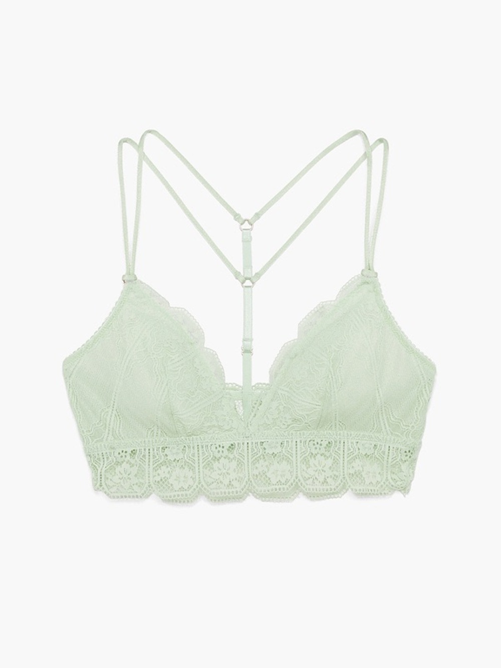 Deco Lace Strappy Bralette in Mint Green
